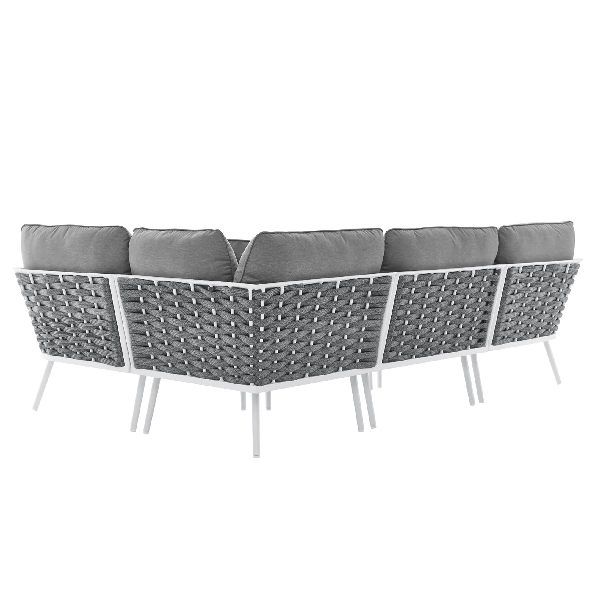 Stance Outdoor Patio Aluminum Large Sectional Sofa - White Gray