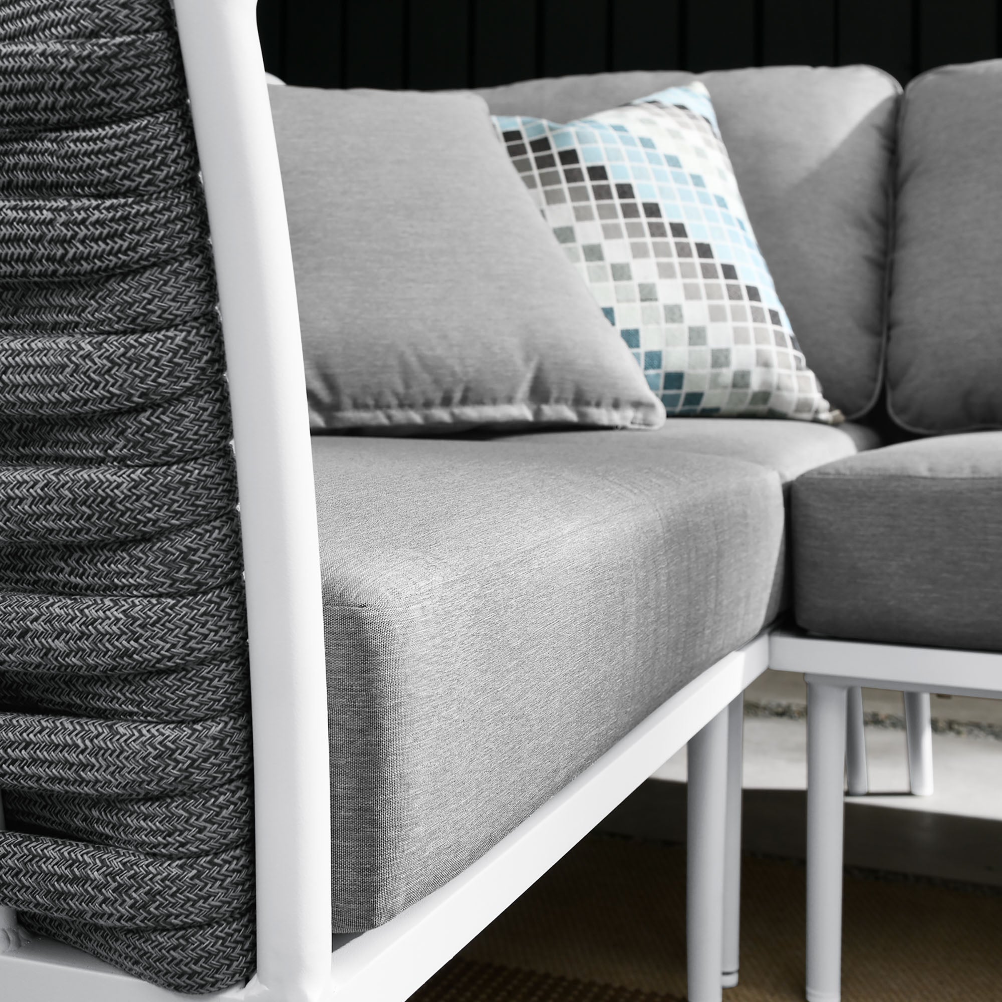 Stance Outdoor Patio Aluminum Large Sectional Sofa - White Gray