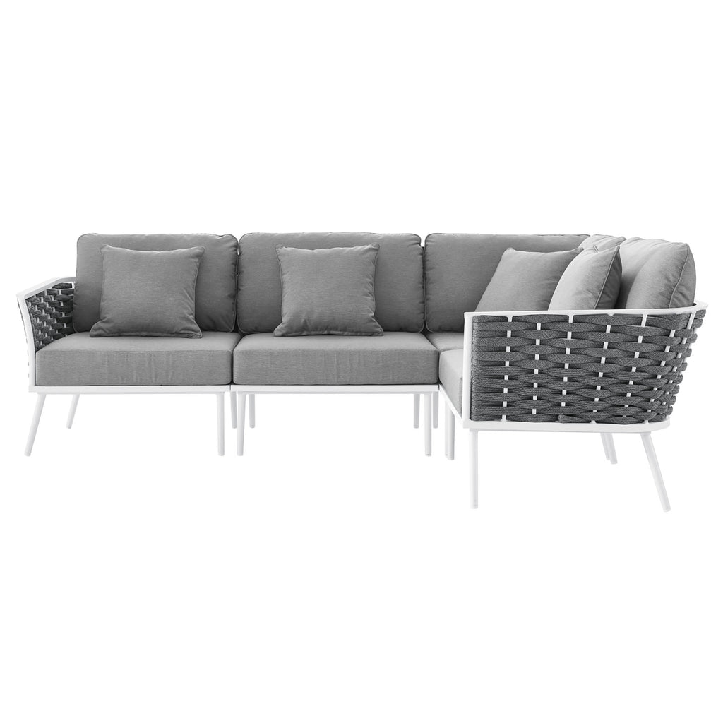 Stance Outdoor Patio Aluminum Large Sectional Sofa - White Gray