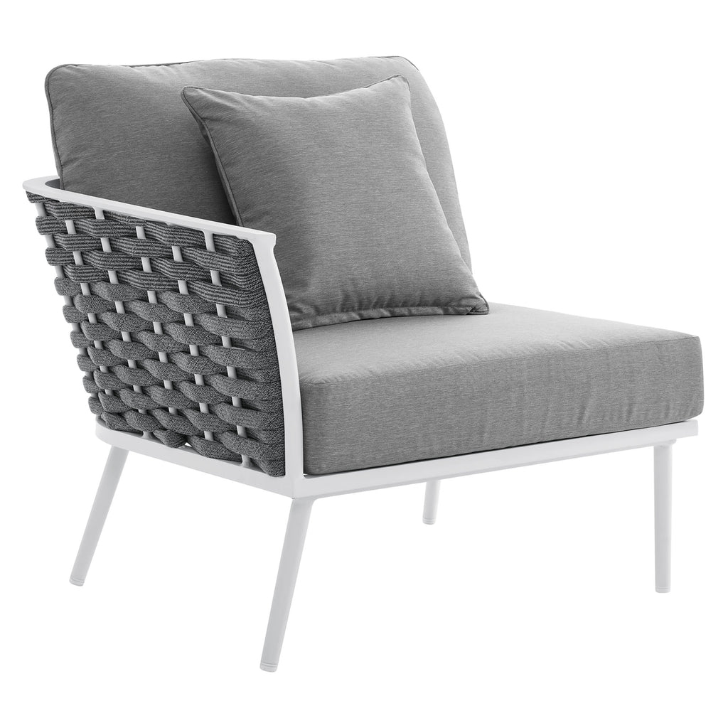 Stance Outdoor Patio Aluminum Large Sectional Sofa - White Gray