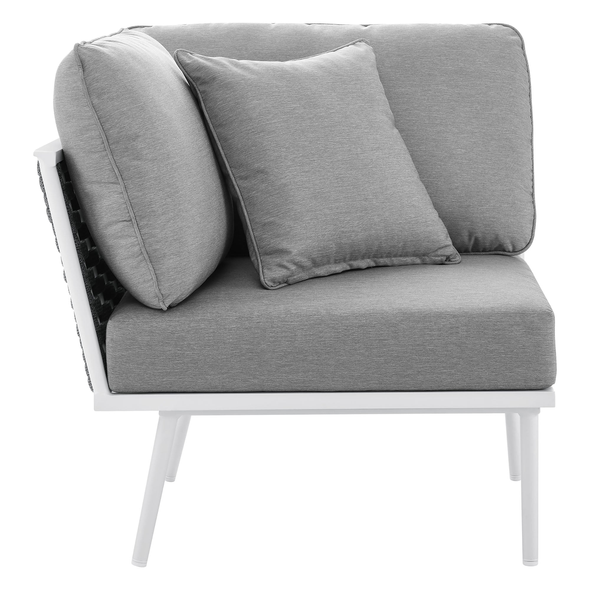 Stance Outdoor Patio Aluminum Large Sectional Sofa - White Gray
