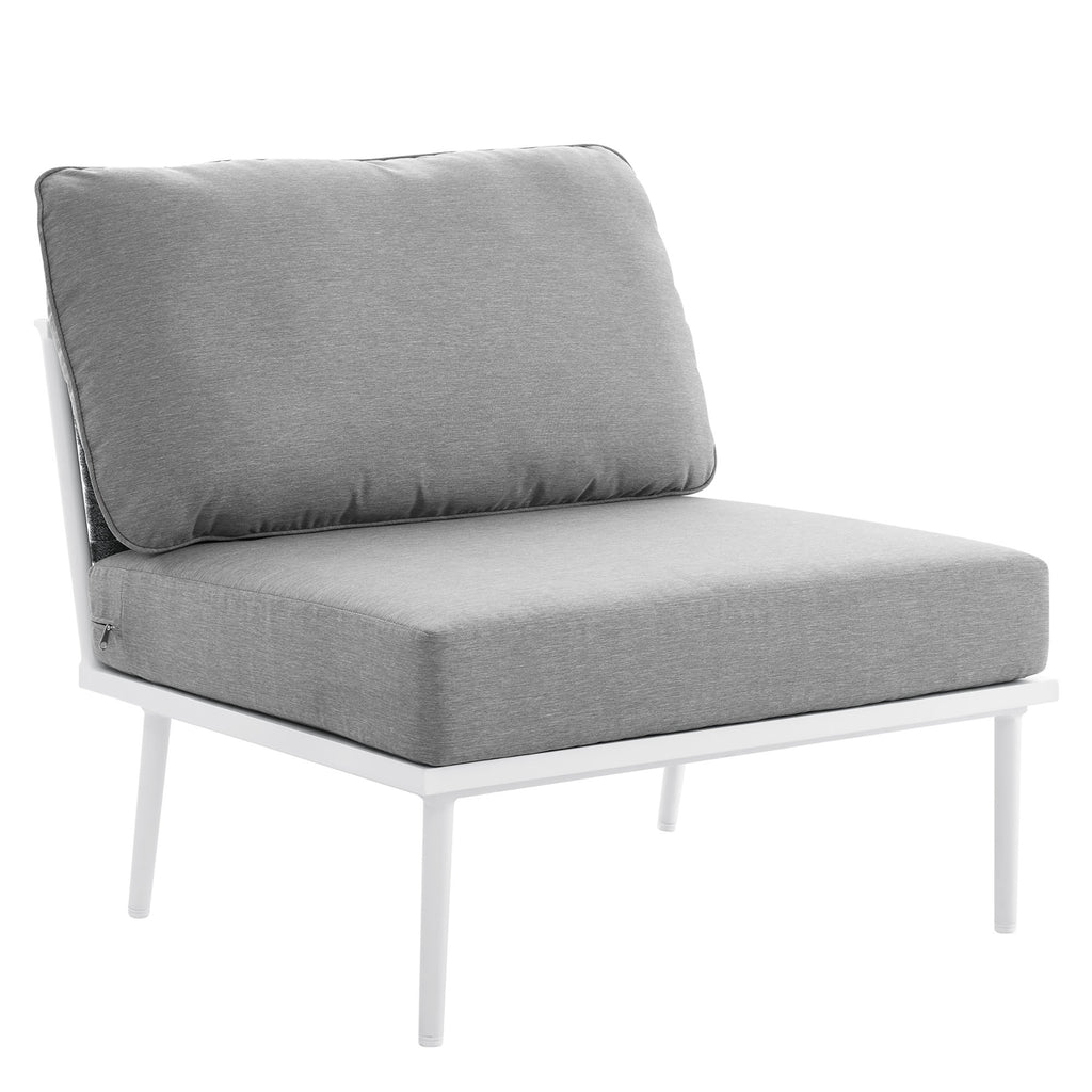 Stance Outdoor Patio Aluminum Large Sectional Sofa - White Gray