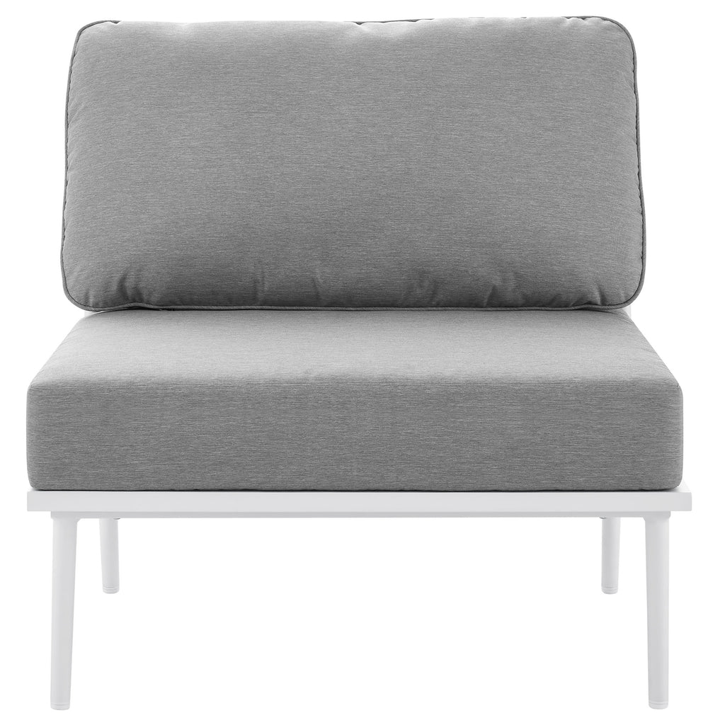 Stance Outdoor Patio Aluminum Large Sectional Sofa - White Gray