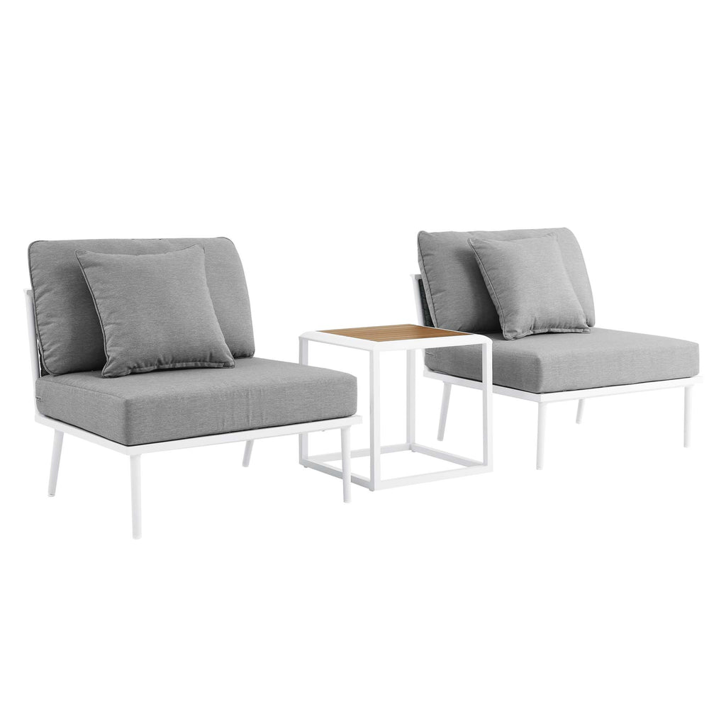 Stance 3 Piece Outdoor Patio Aluminum Set - White Gray