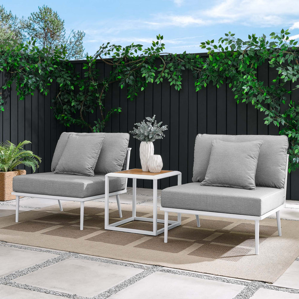Stance 3 Piece Outdoor Patio Aluminum Set - White Gray