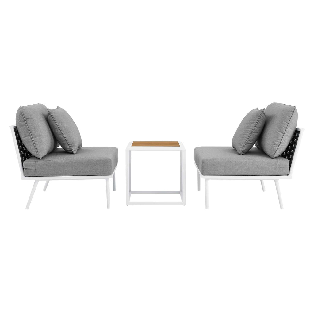 Stance 3 Piece Outdoor Patio Aluminum Set - White Gray
