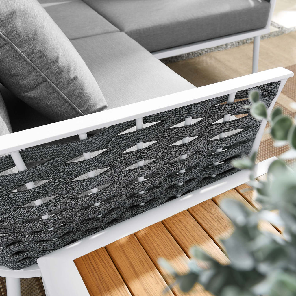 Stance 4 Piece Outdoor Patio Aluminum Sectional Sofa Set - White Gray