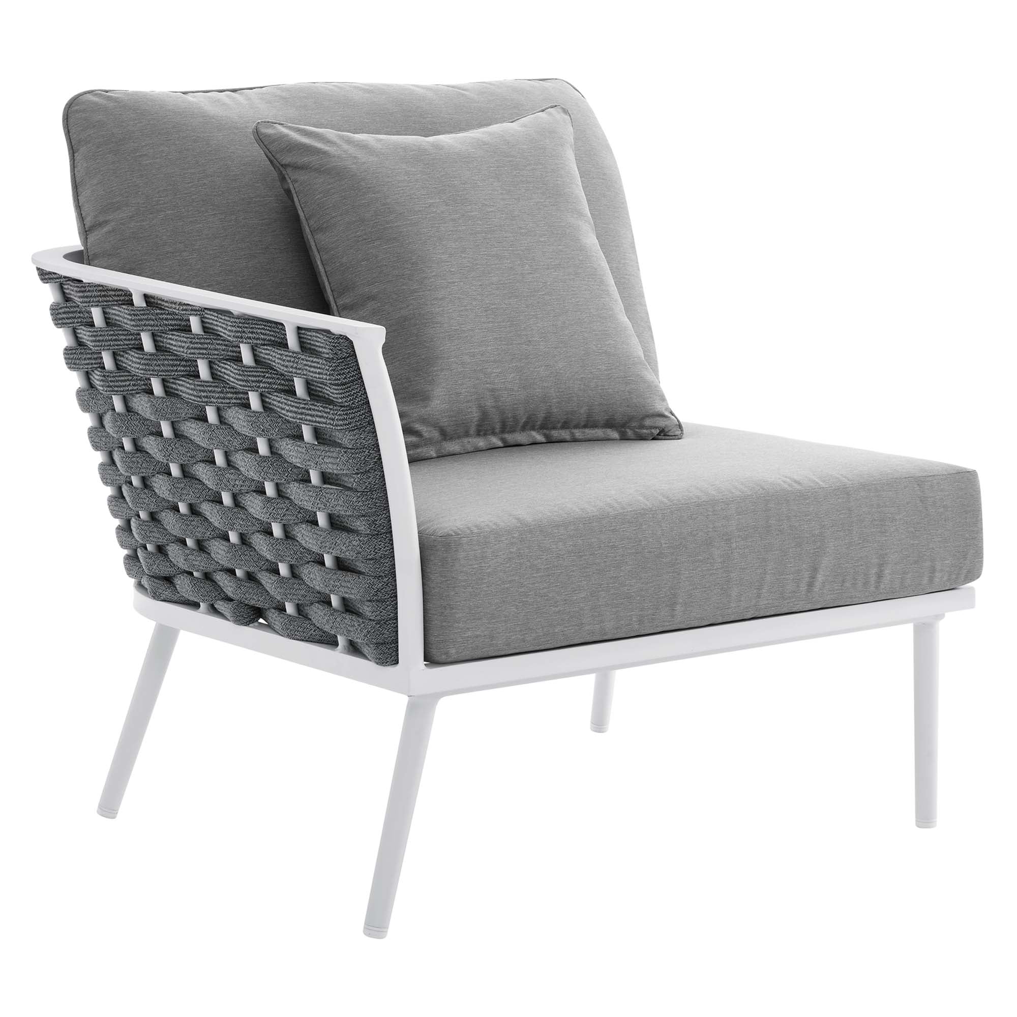 Stance 4 Piece Outdoor Patio Aluminum Sectional Sofa Set - White Gray