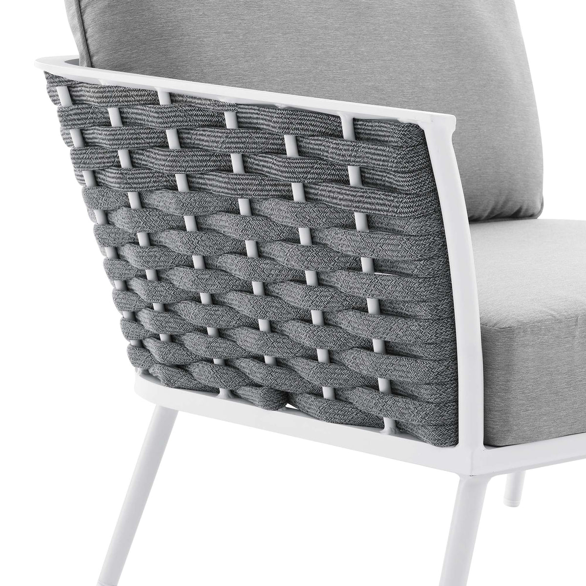 Stance 4 Piece Outdoor Patio Aluminum Sectional Sofa Set - White Gray