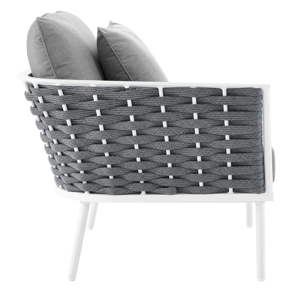 Stance 4 Piece Outdoor Patio Aluminum Sectional Sofa Set - White Gray