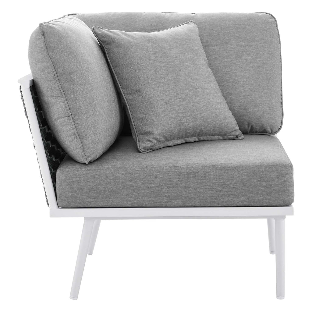 Stance 4 Piece Outdoor Patio Aluminum Sectional Sofa Set - White Gray