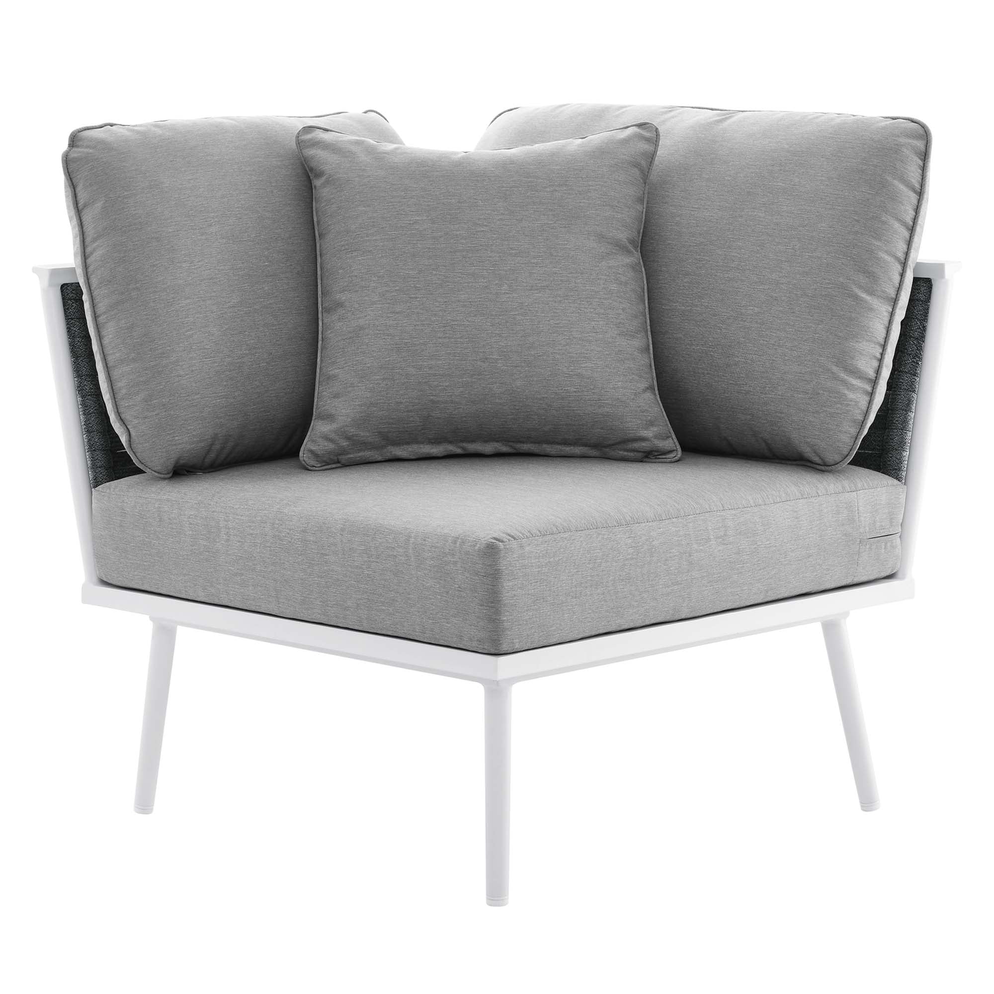 Stance 4 Piece Outdoor Patio Aluminum Sectional Sofa Set - White Gray