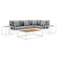 Stance 7 Piece Outdoor Patio Aluminum Sectional Sofa Set - White Gray