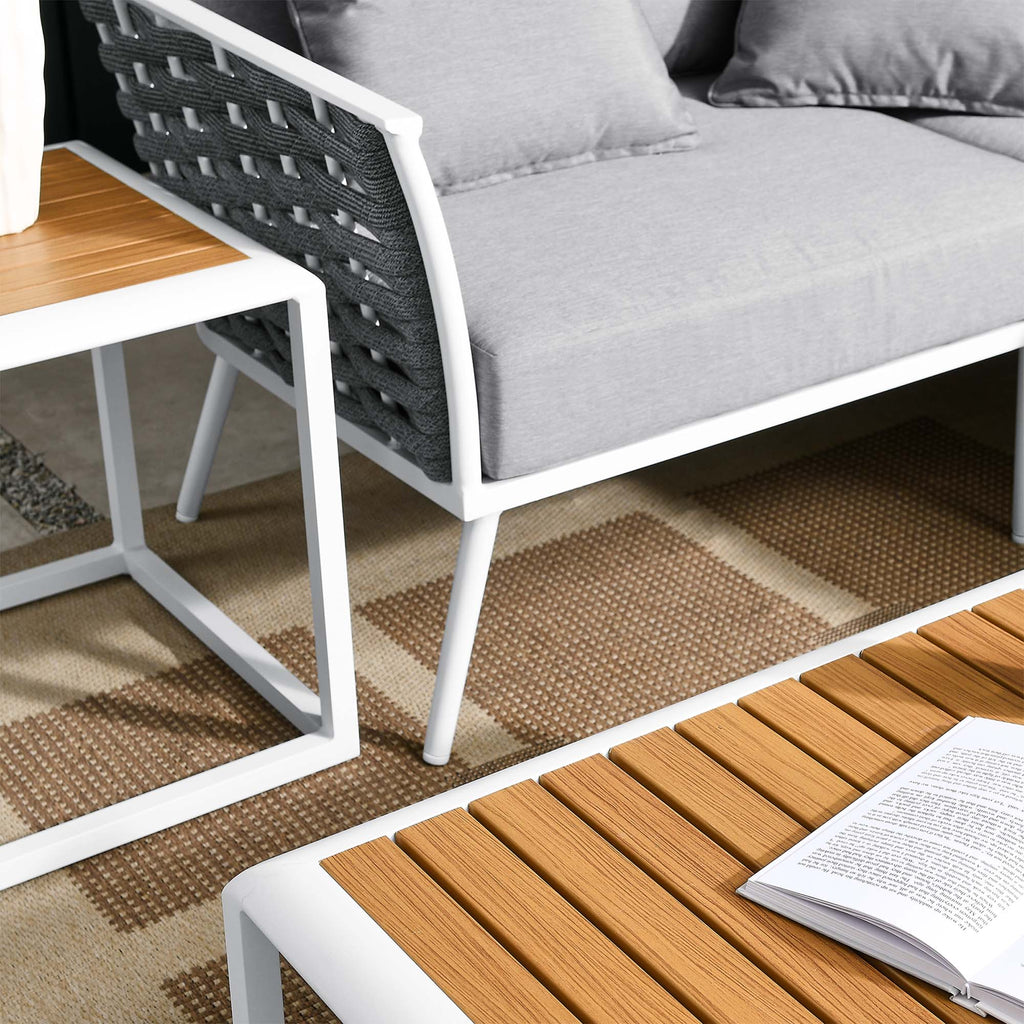 Stance 7 Piece Outdoor Patio Aluminum Sectional Sofa Set - White Gray