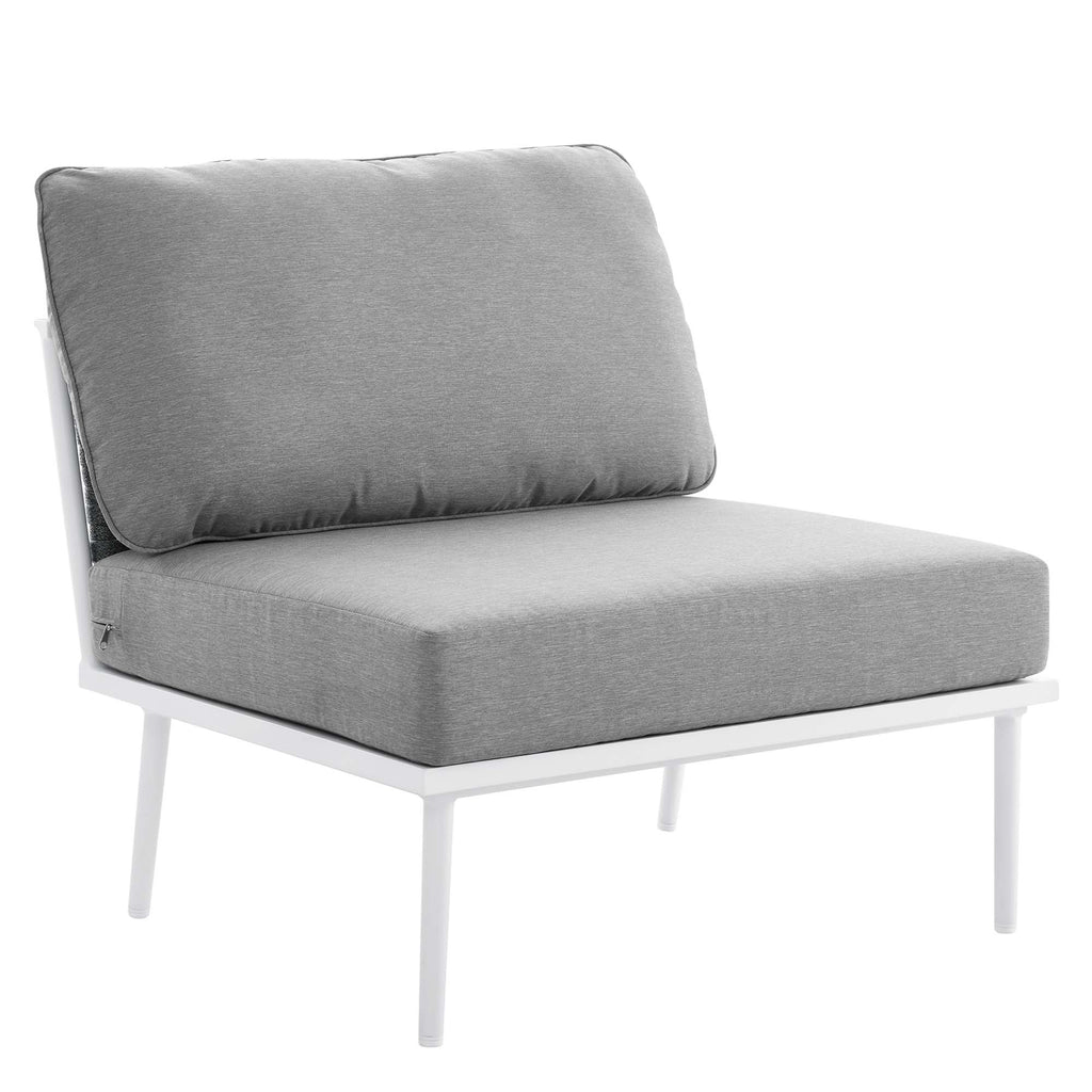Stance 7 Piece Outdoor Patio Aluminum Sectional Sofa Set - White Gray
