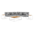 Stance 8 Piece Outdoor Patio Aluminum Sectional Sofa Set - White Gray