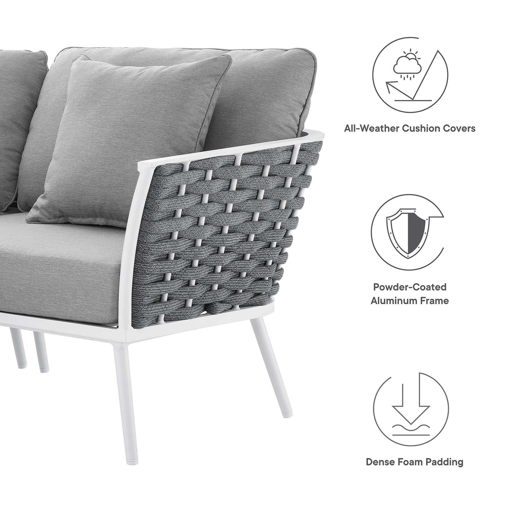 Stance 8 Piece Outdoor Patio Aluminum Sectional Sofa Set - White Gray