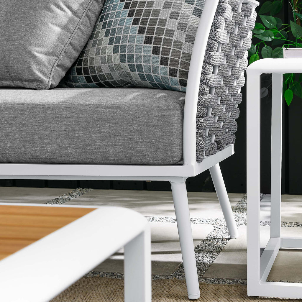 Stance 8 Piece Outdoor Patio Aluminum Sectional Sofa Set - White Gray