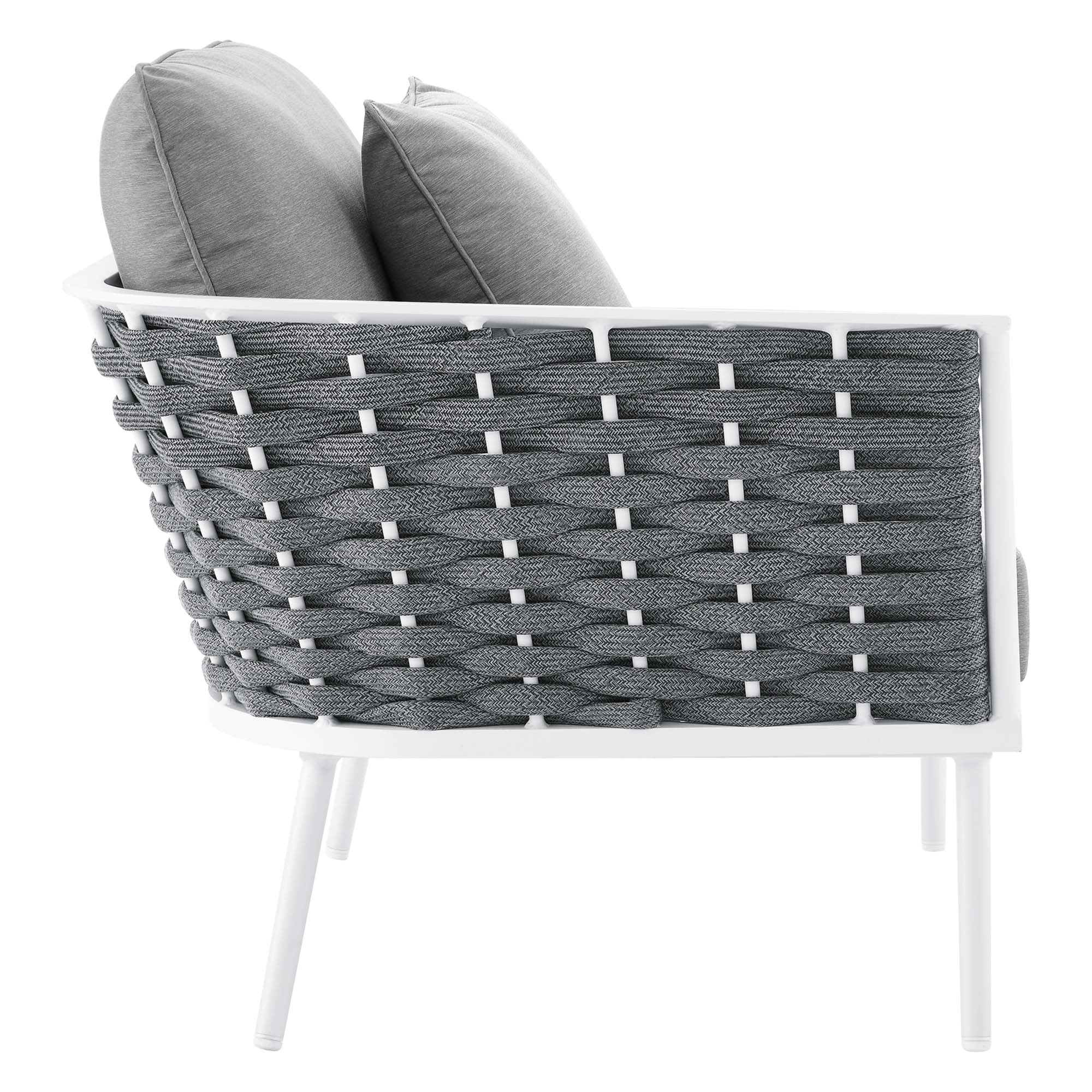 Stance 8 Piece Outdoor Patio Aluminum Sectional Sofa Set - White Gray