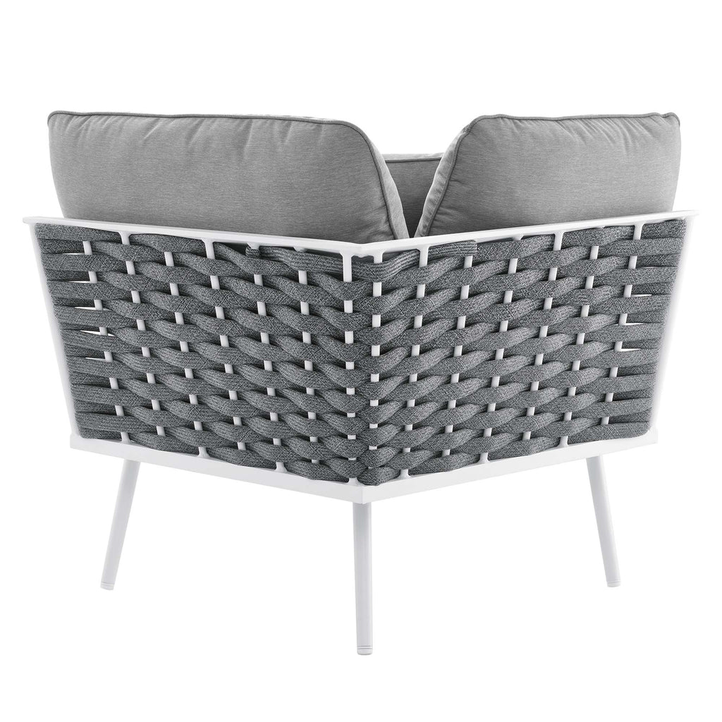 Stance 9 Piece Aluminum Outdoor Patio Aluminum Sectional Sofa Set - White Gray