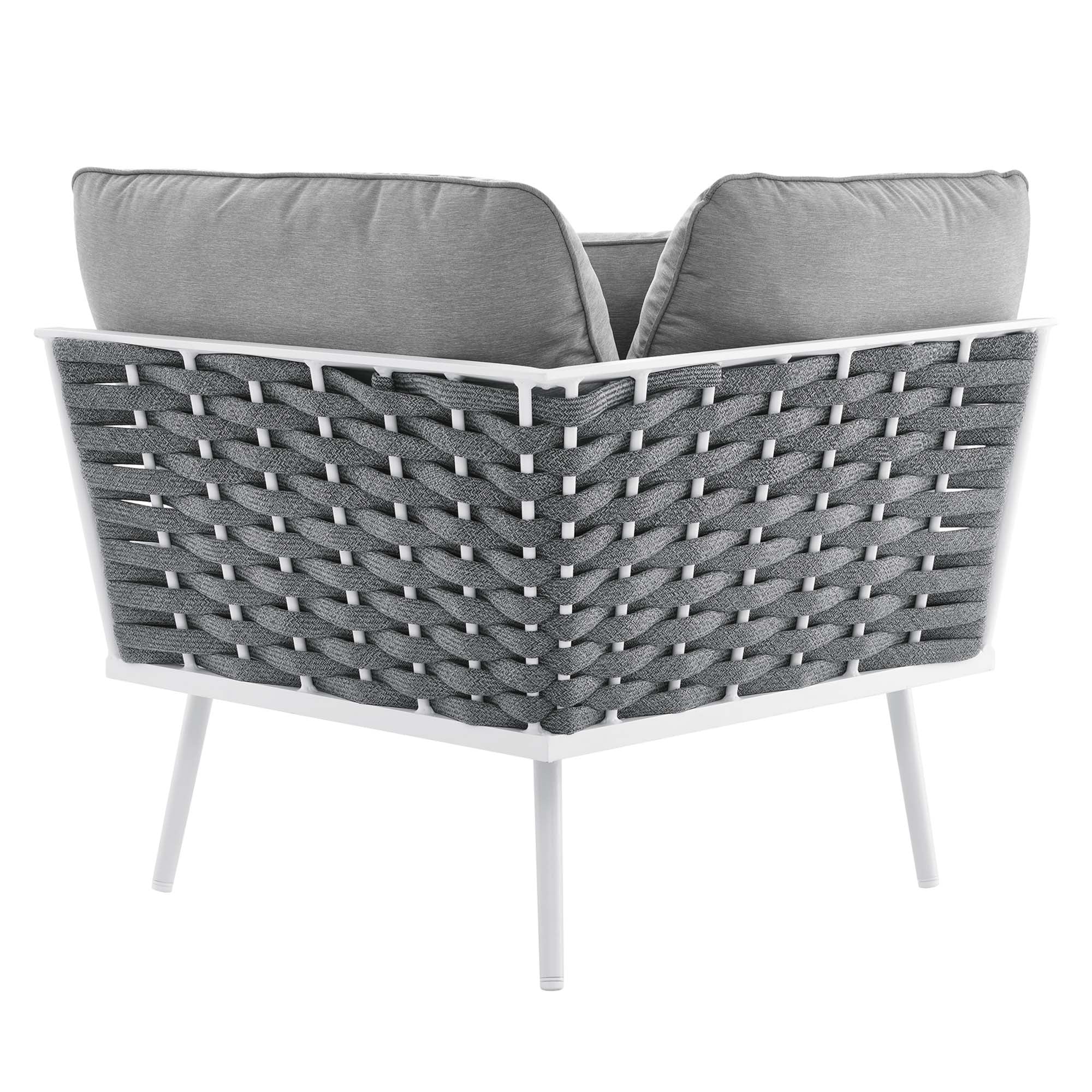 Stance 9 Piece Aluminum Outdoor Patio Aluminum Sectional Sofa Set - White Gray