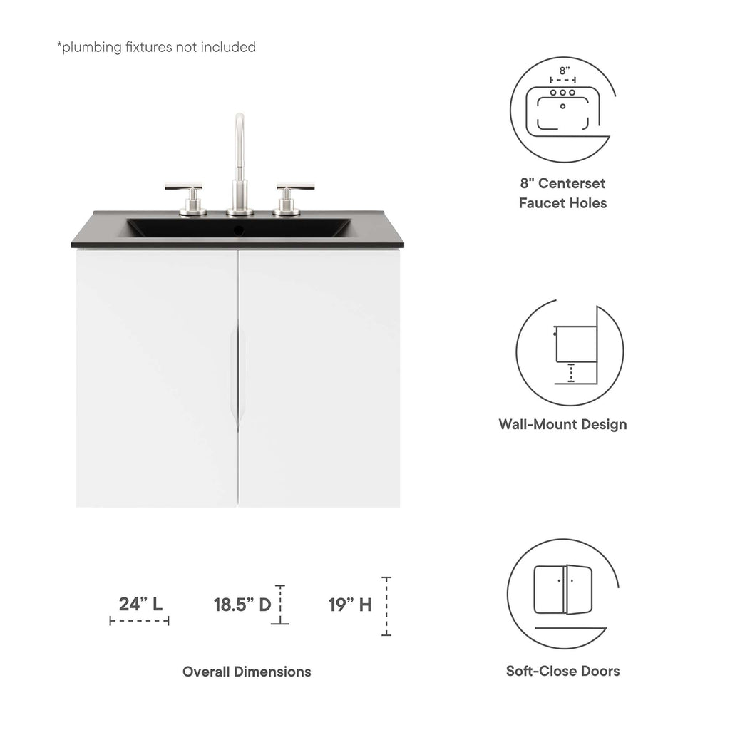 Vitality 24" Bathroom Vanity - White Black