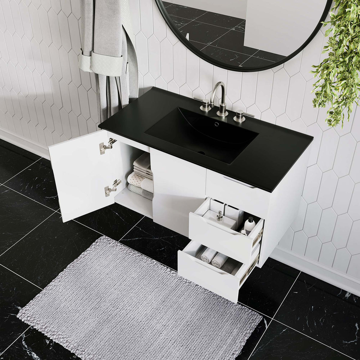 Vitality 36" Bathroom Vanity - White Black