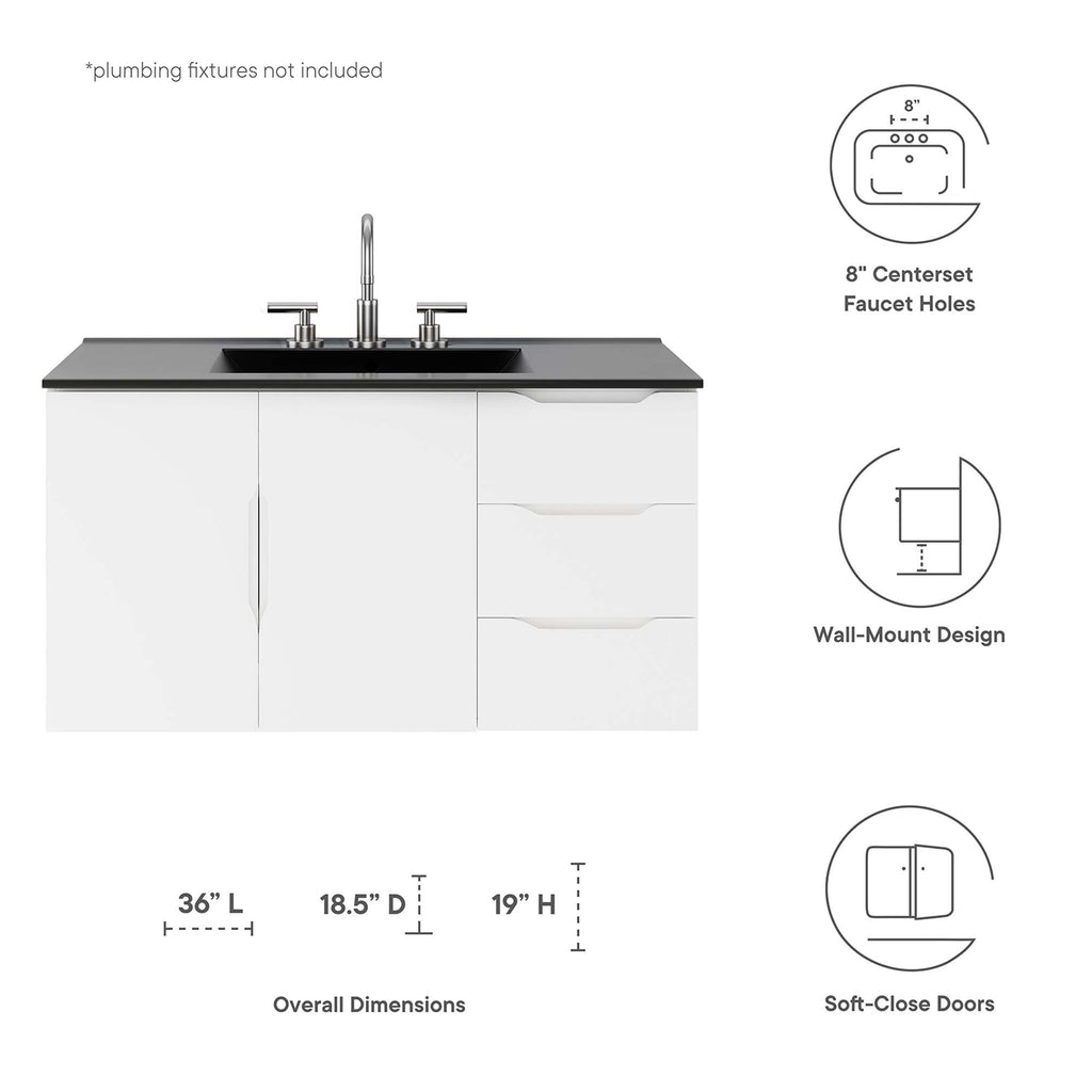 Vitality 36" Bathroom Vanity - White Black