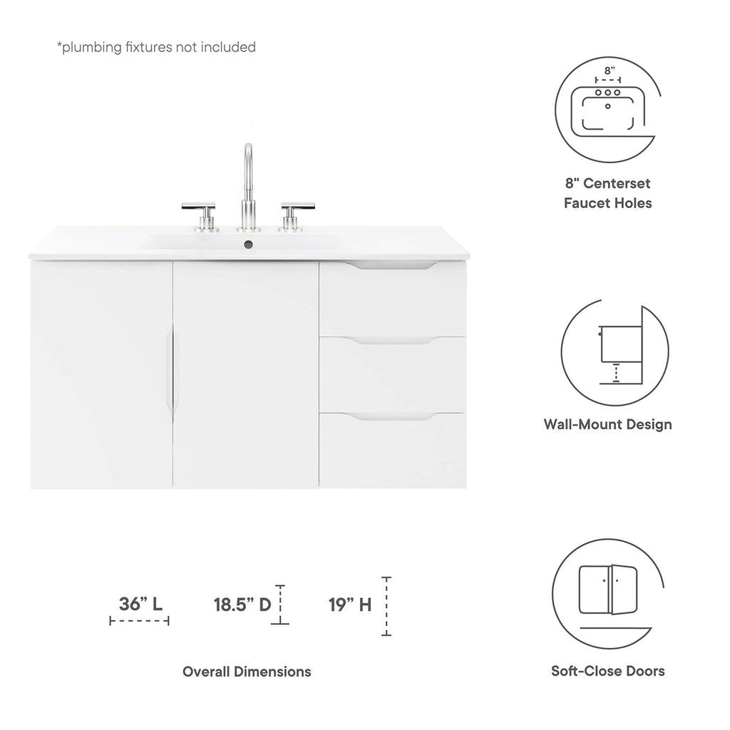 Vitality 36" Bathroom Vanity - White White