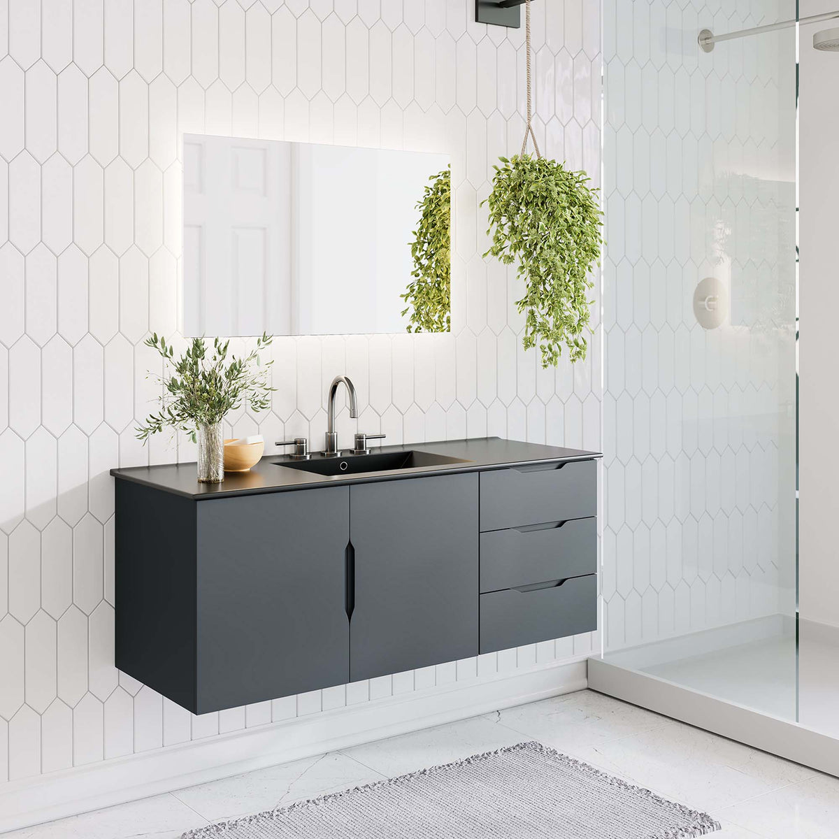 Vitality 48" Single Sink Bathroom Vanity - Gray Black