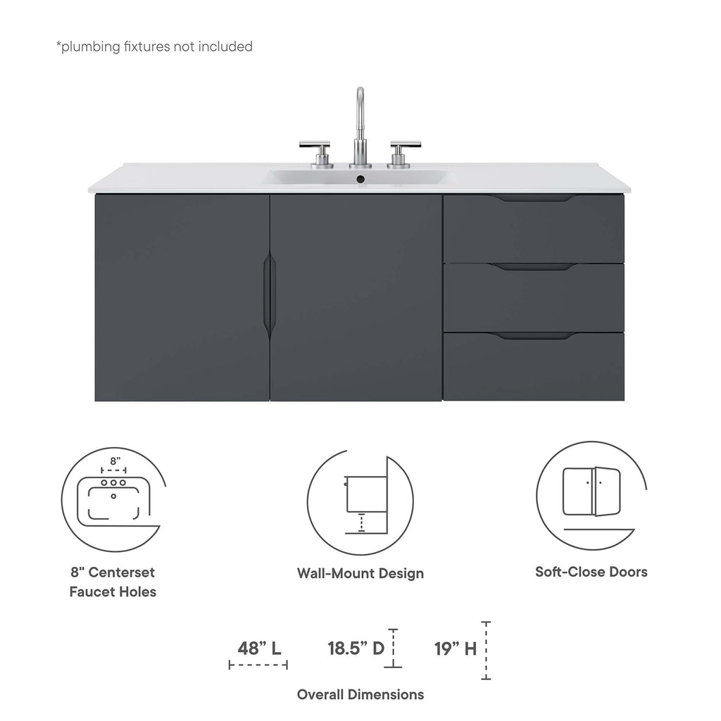 Vitality 48" Single Sink Bathroom Vanity - Gray White