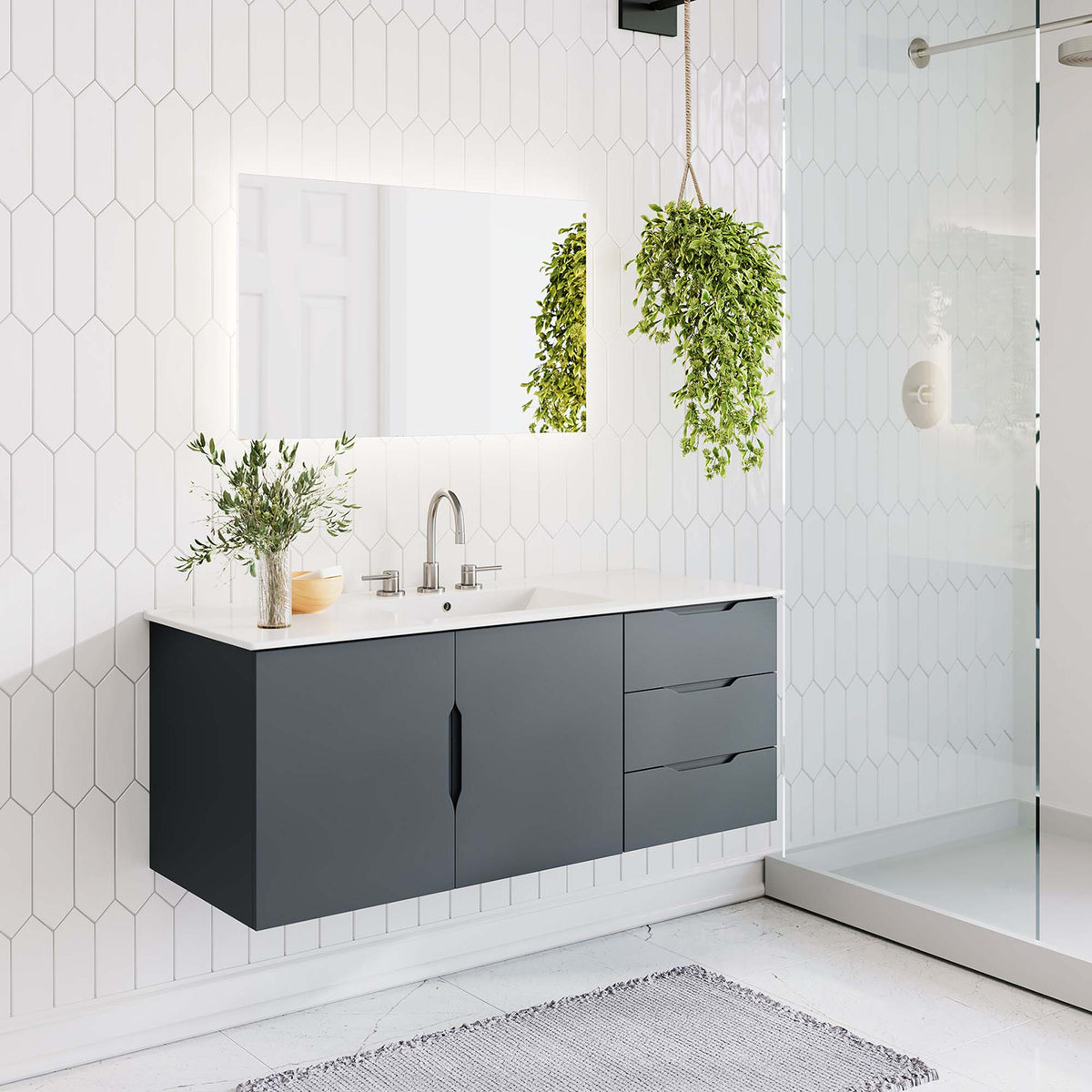 Vitality 48" Single Sink Bathroom Vanity - Gray White
