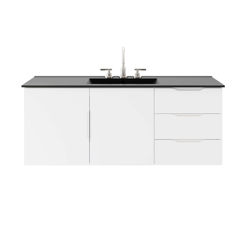 Vitality 48" Single Sink Bathroom Vanity - White Black