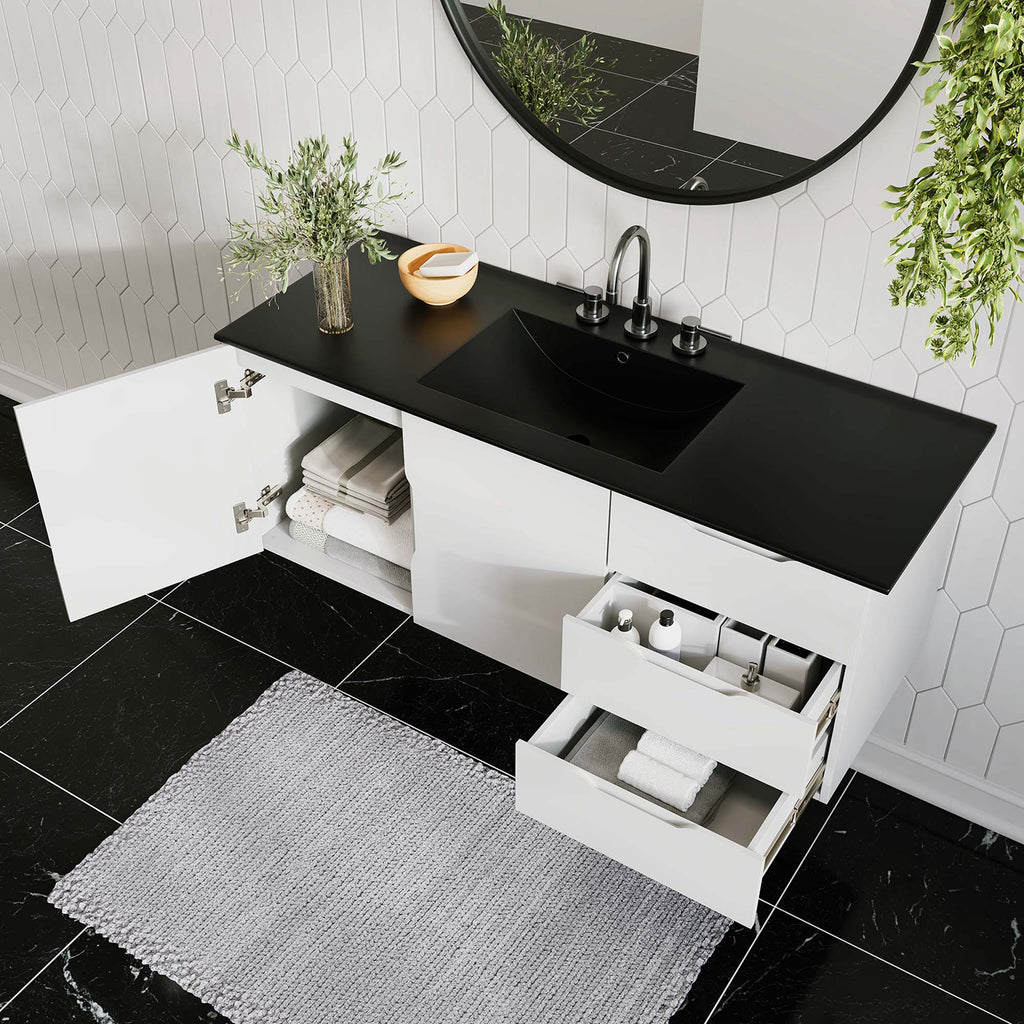 Vitality 48" Single Sink Bathroom Vanity - White Black