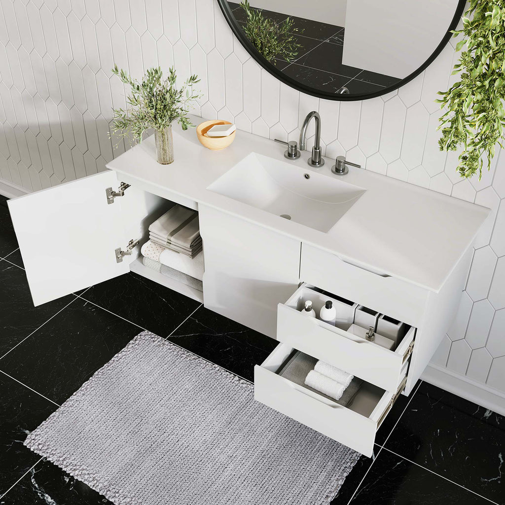 Vitality 48" Single Sink Bathroom Vanity - White White