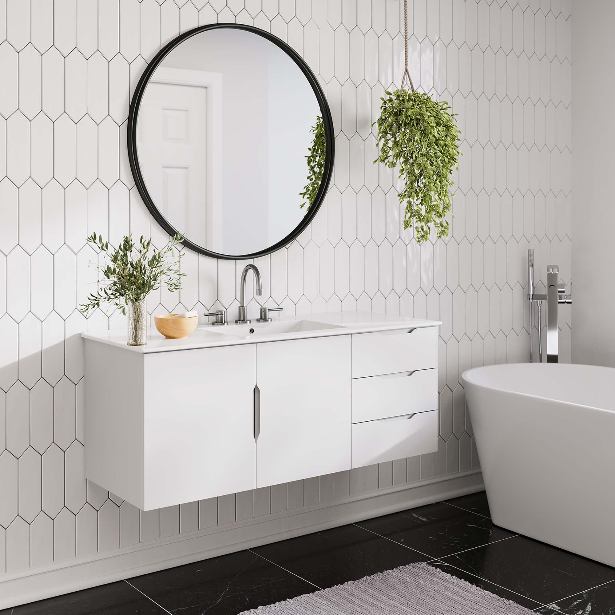 Vitality 48" Single Sink Bathroom Vanity - White White