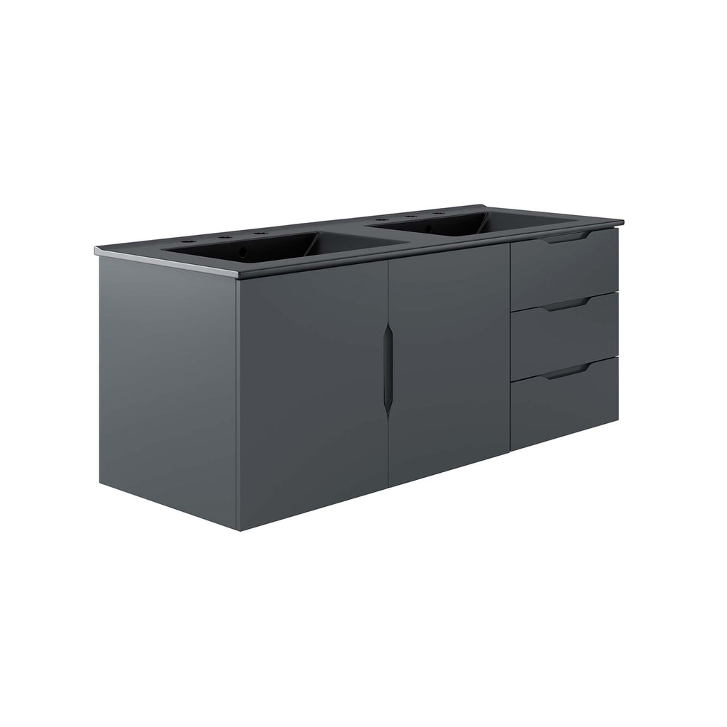 Vitality 48" Double Sink Bathroom Vanity - Gray Black