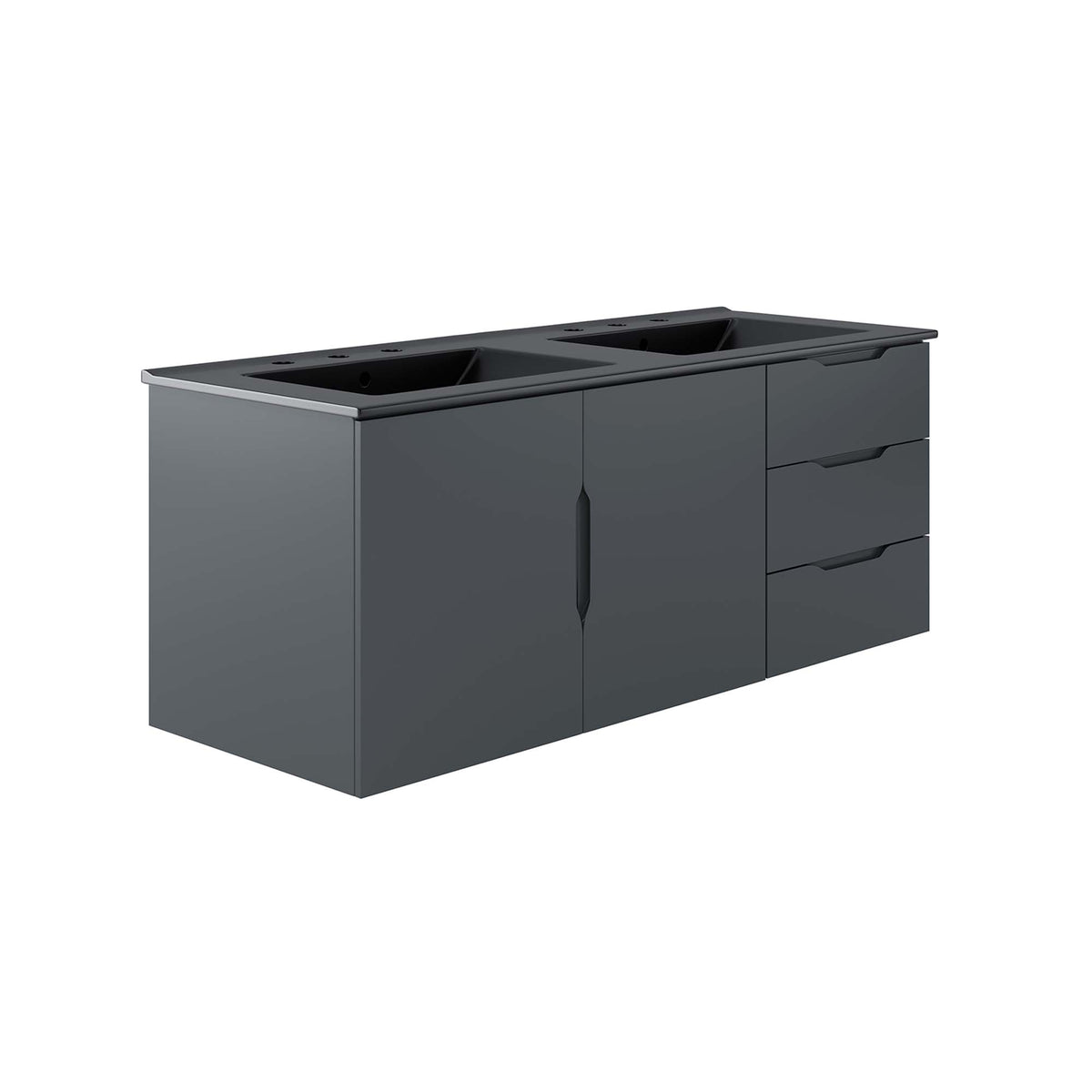 Vitality 48" Double Sink Bathroom Vanity - Gray Black