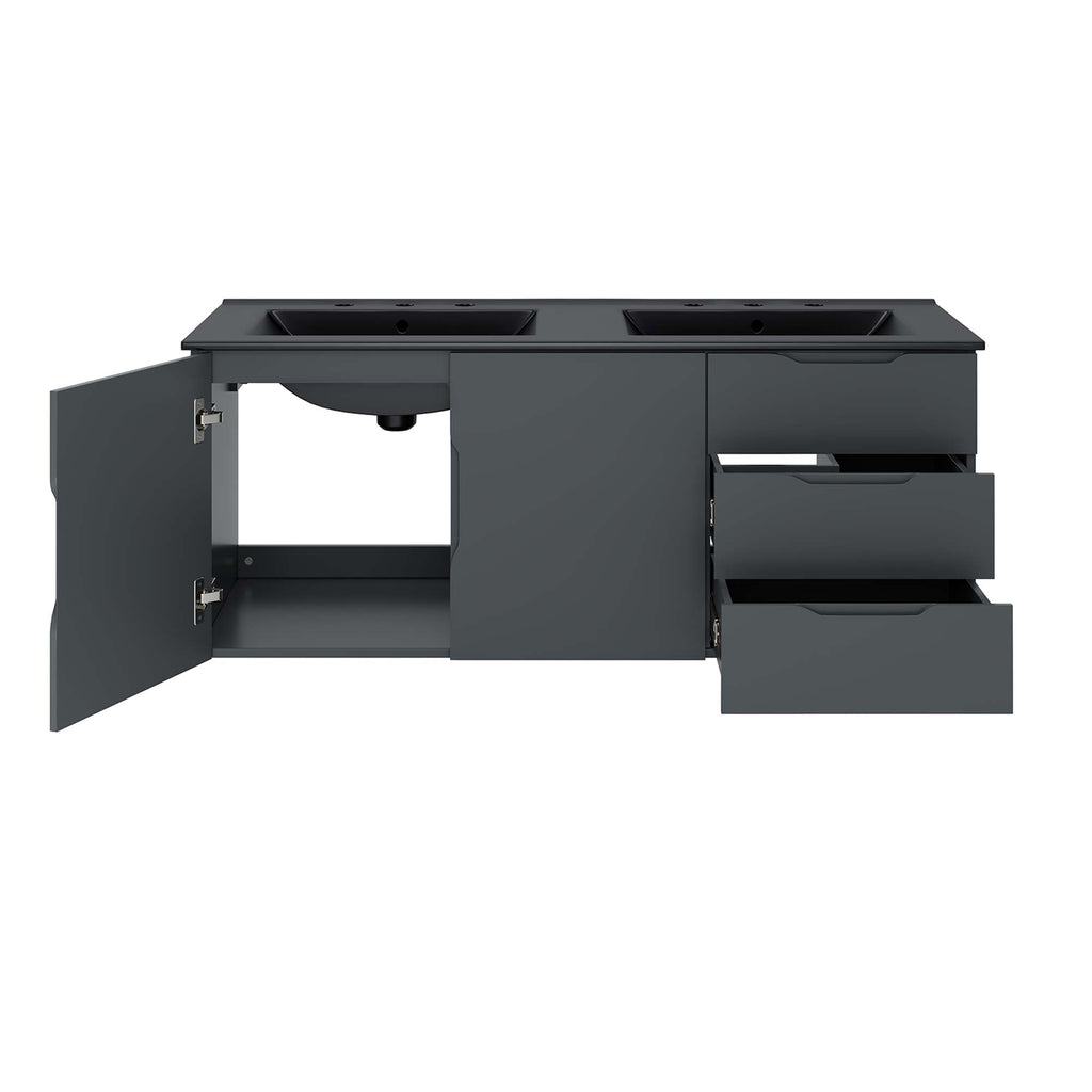 Vitality 48" Double Sink Bathroom Vanity - Gray Black