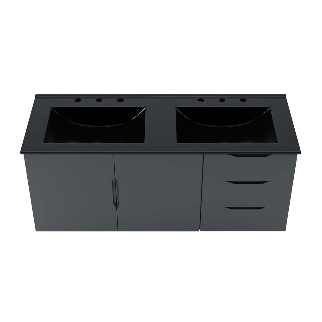 Vitality 48" Double Sink Bathroom Vanity - Gray Black
