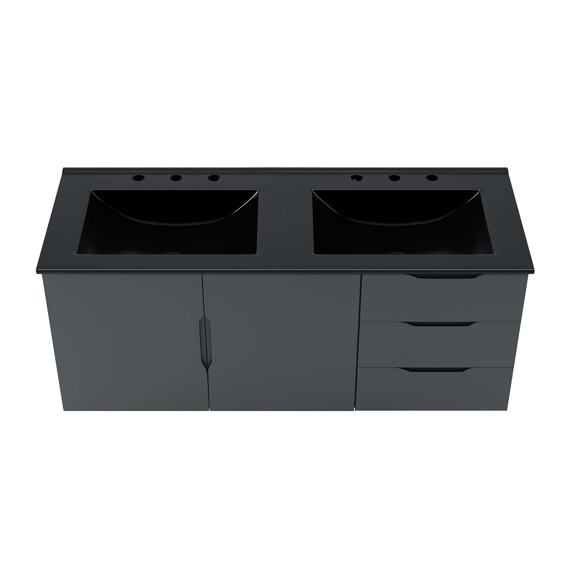 Vitality 48" Double Sink Bathroom Vanity - Gray Black