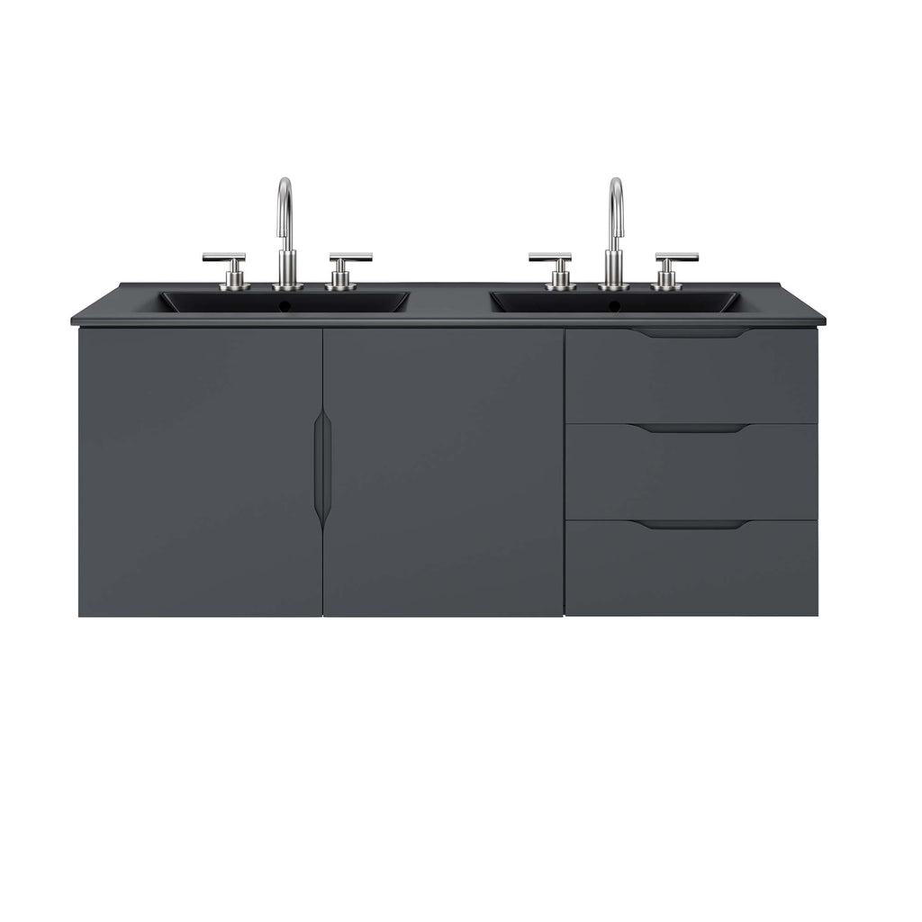 Vitality 48" Double Sink Bathroom Vanity - Gray Black
