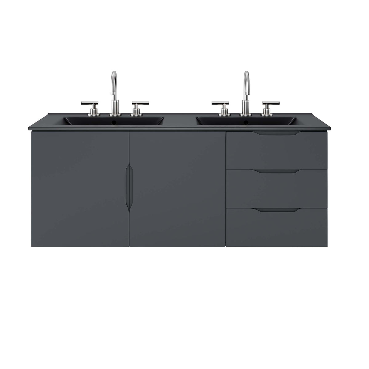 Vitality 48" Double Sink Bathroom Vanity - Gray Black