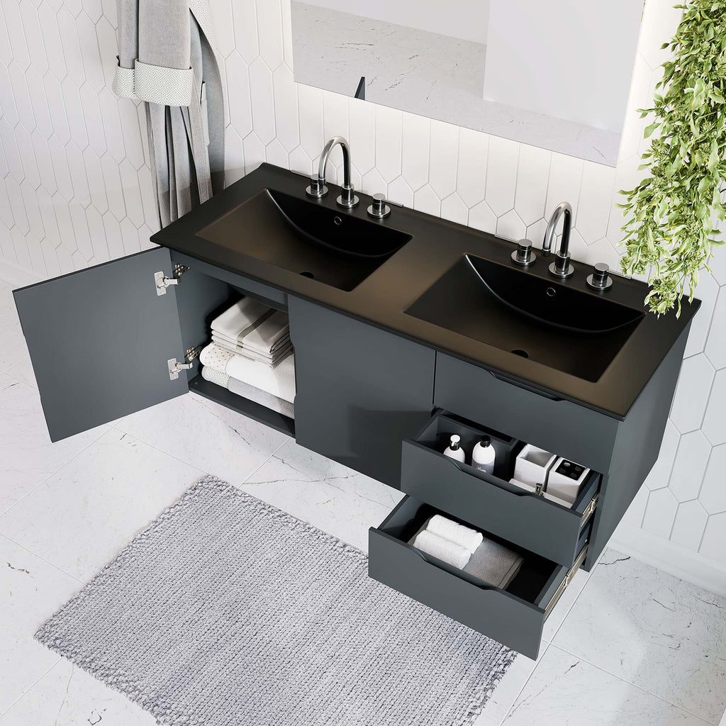 Vitality 48" Double Sink Bathroom Vanity - Gray Black