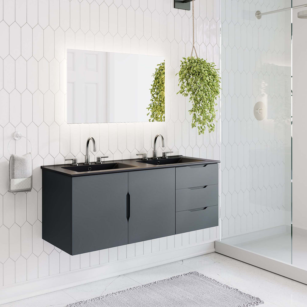 Vitality 48" Double Sink Bathroom Vanity - Gray Black