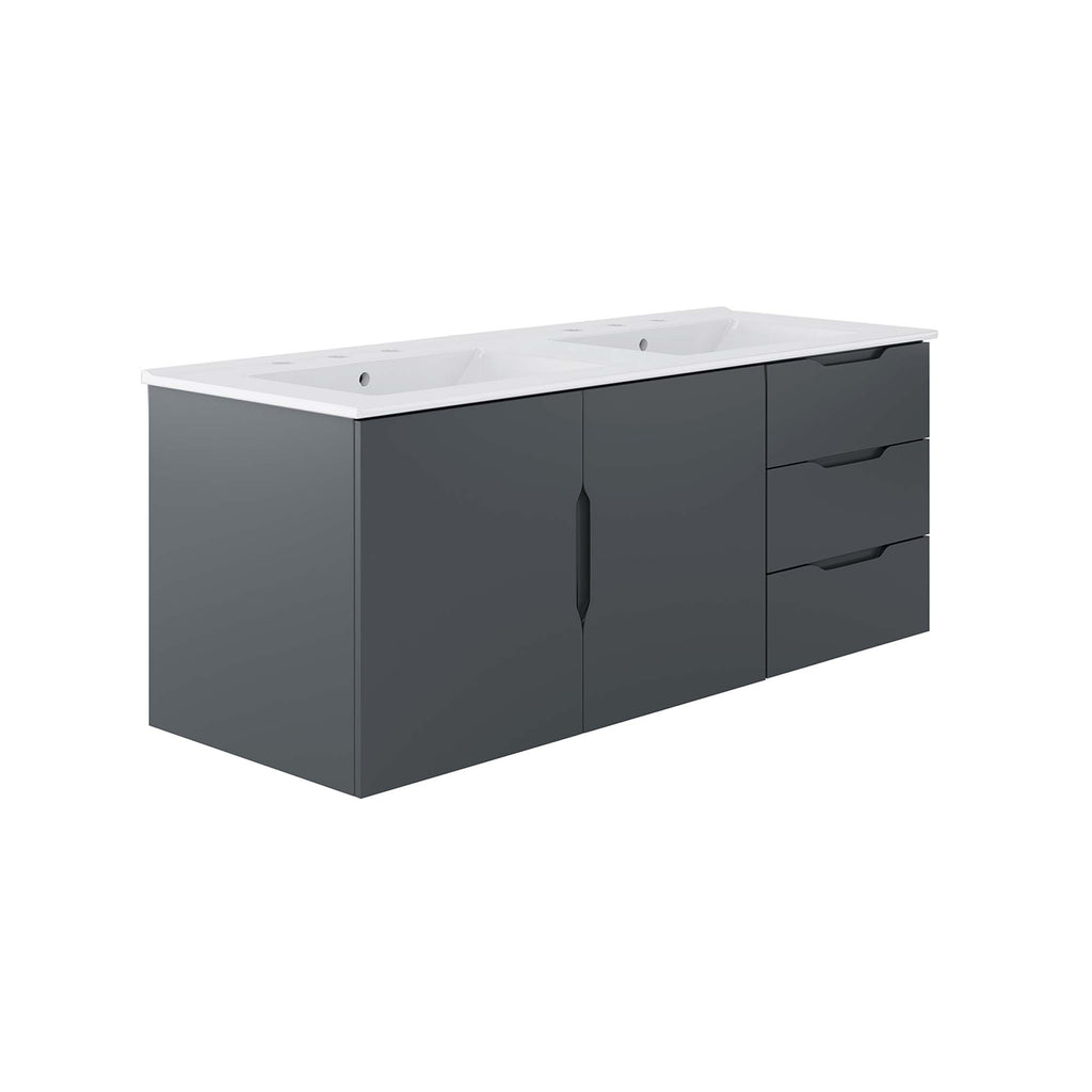 Vitality 48" Double Sink Bathroom Vanity - Gray White