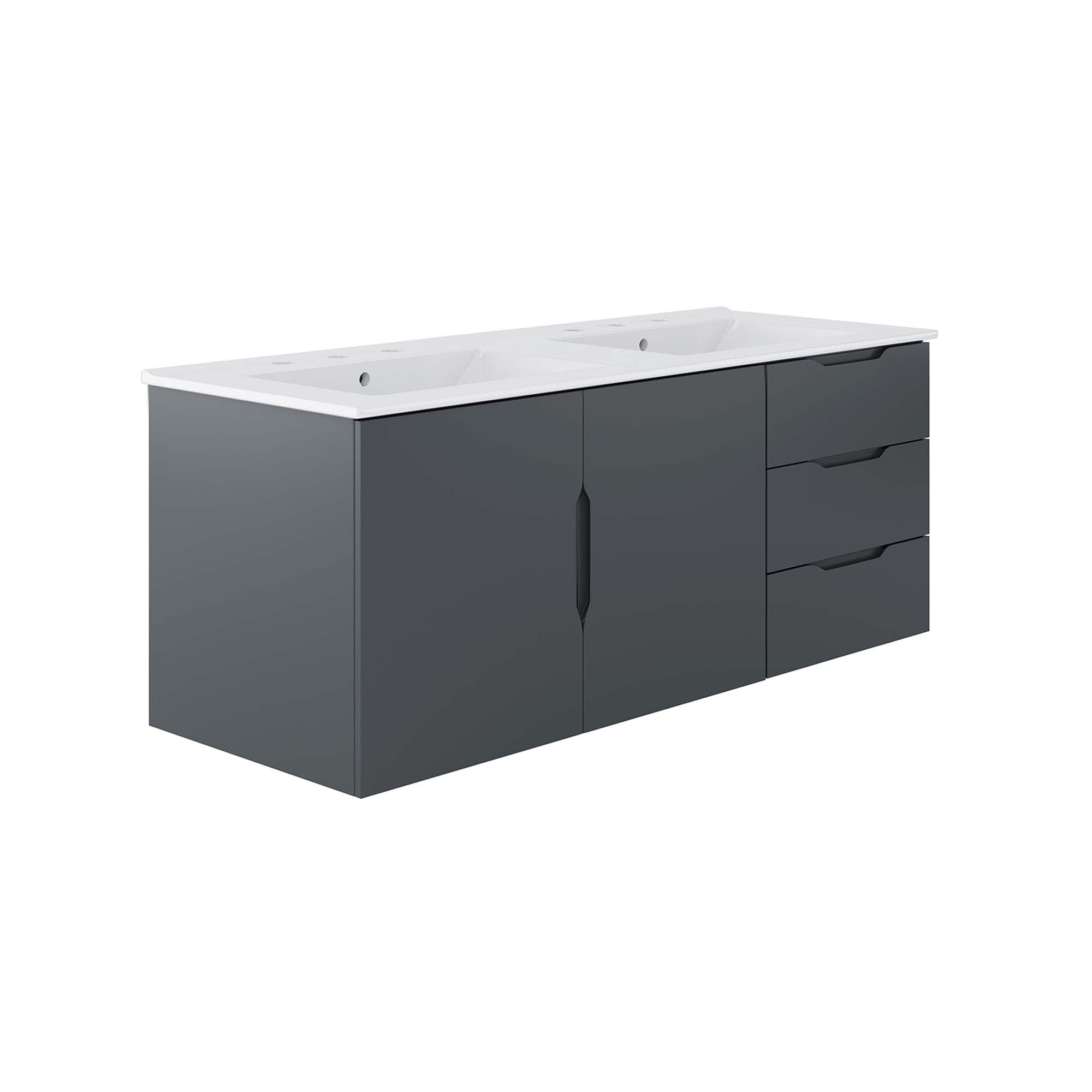 Vitality 48" Double Sink Bathroom Vanity - Gray White
