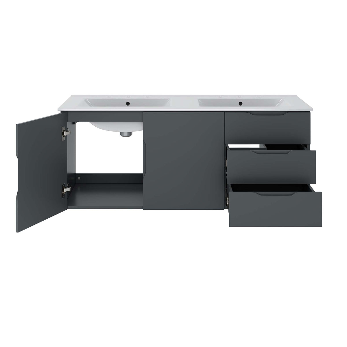 Vitality 48" Double Sink Bathroom Vanity - Gray White