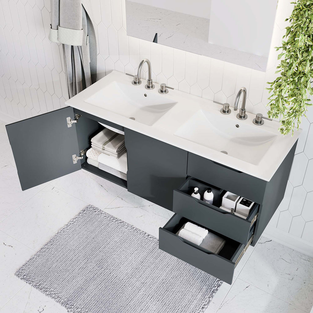 Vitality 48" Double Sink Bathroom Vanity - Gray White