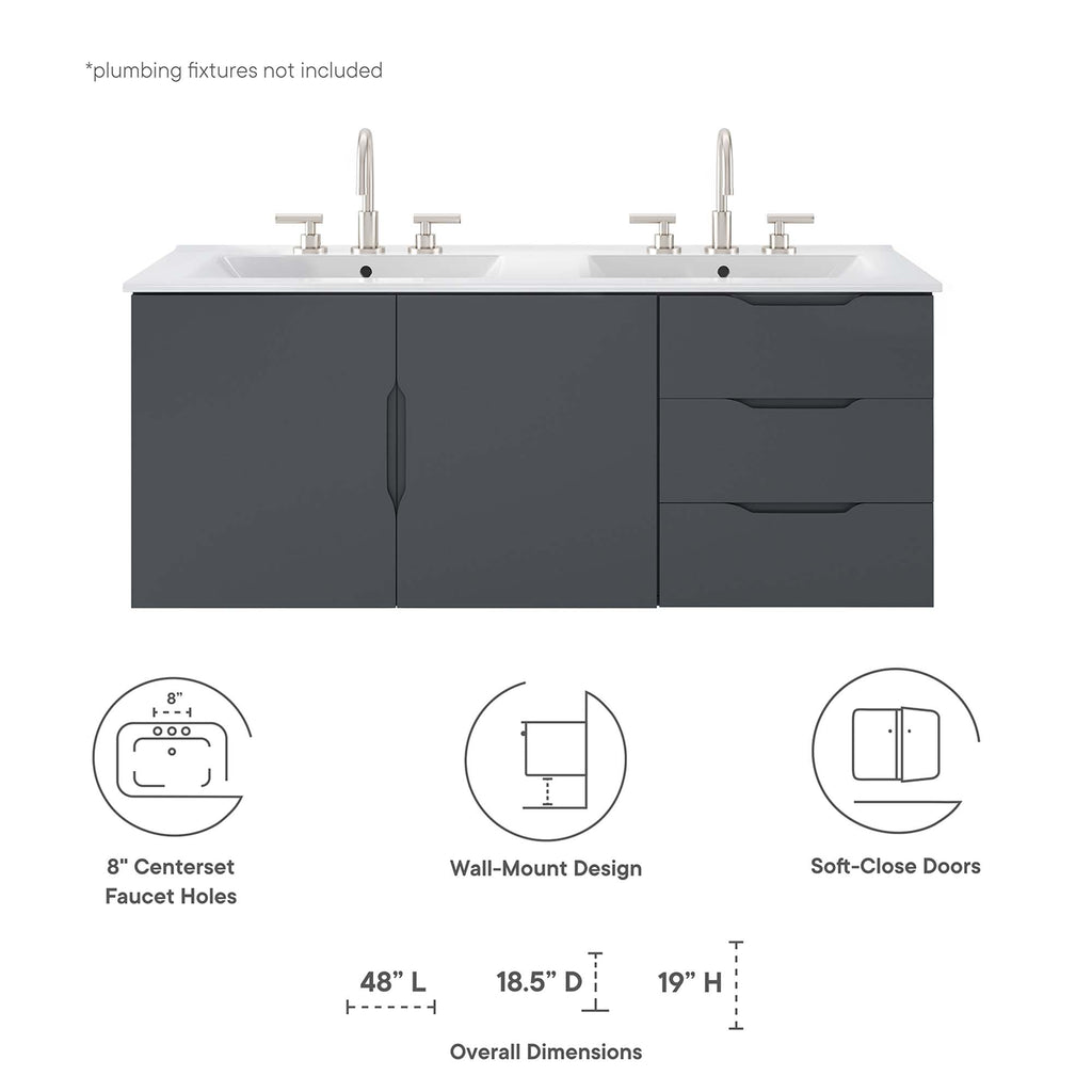 Vitality 48" Double Sink Bathroom Vanity - Gray White